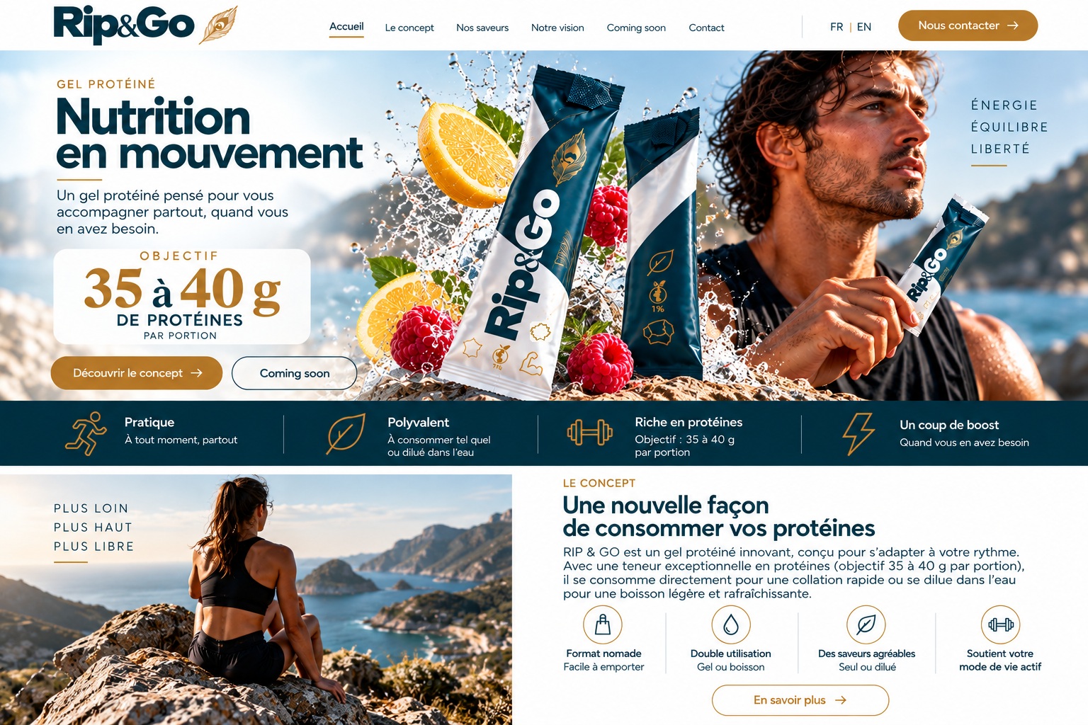 RIP & GO, Nutrition en mouvement, objectif 35 à 40 g de protéines par portion